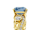 Yellow gold Fancy Blue Asscher Cut Diamond Solitaire Ring with Milgrain Pavé Band and Four-Prong Setting_22