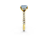 Yellow gold Fancy Blue Asscher Cut Diamond Solitaire Ring with Pavé Band and Four-Prong Setting_53