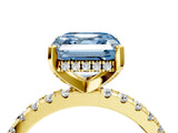 Yellow gold Fancy Blue Asscher Cut Diamond Solitaire Ring with Pavé Band and Four-Prong Setting_55