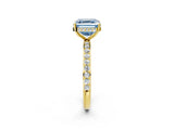 Yellow gold Fancy Blue Asscher Cut Diamond Solitaire Ring with Pavé Band and Hidden Halo_22