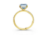 Yellow gold Fancy Blue Asscher Cut Diamond Solitaire Ring with Pavé Band and Hidden Halo_23