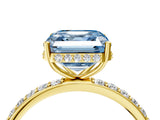 Yellow gold Fancy Blue Asscher Cut Diamond Solitaire Ring with Pavé Band and Hidden Halo_24