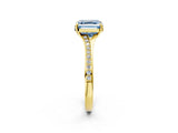Yellow gold Fancy Blue Asscher Cut Diamond Solitaire Ring with Pavé Band and Prong Setting_14