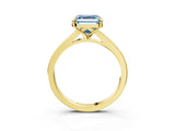 Yellow gold Fancy Blue Asscher Cut Diamond Solitaire Ring with Pavé Band and Prong Setting_15