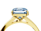 Yellow gold Fancy Blue Asscher Cut Diamond Solitaire Ring with Pavé Band and Prong Setting_16