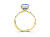 Yellow gold Fancy Blue Asscher Cut Diamond Solitaire Ring with Pave Band and Four Prong Setting_36