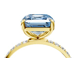 Yellow gold Fancy Blue Asscher Cut Diamond Solitaire Ring with Pave Band and Four Prong Setting_37