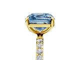 Yellow gold Fancy Blue Asscher Cut Diamond Solitaire Ring with Pave Band and Four Prong Setting_38