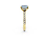 Yellow gold Fancy Blue Asscher Cut Diamond Solitaire Ring with Round  Pavé Band and Four-Prong Setting_38