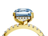 Yellow gold Fancy Blue Asscher Cut Diamond Solitaire Ring with Round  Pavé Band and Four-Prong Setting_40