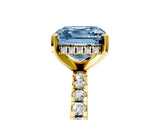 Yellow gold Fancy Blue Asscher Cut Diamond Solitaire Ring with Round  Pavé Band and Four-Prong Setting_41