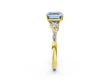 Yellow gold Fancy Blue Asscher Cut Diamond Solitaire Ring with Side Stones and Four-Prong Setting_53