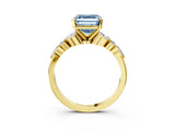 Yellow gold Fancy Blue Asscher Cut Diamond Solitaire Ring with Side Stones and Four-Prong Setting_54