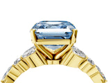 Yellow gold Fancy Blue Asscher Cut Diamond Solitaire Ring with Side Stones and Four-Prong Setting_55