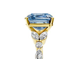 Yellow gold Fancy Blue Asscher Cut Diamond Solitaire Ring with Side Stones and Four-Prong Setting_56