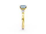 Yellow gold Fancy Blue Asscher  Cut Diamond Solitaire Ring with Tapered Baguette Accents and Four-Prong Setting_19