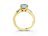 Yellow gold Fancy Blue Asscher  Cut Diamond Solitaire Ring with Tapered Baguette Accents and Four-Prong Setting_20