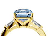 Yellow gold Fancy Blue Asscher  Cut Diamond Solitaire Ring with Tapered Baguette Accents and Four-Prong Setting_21