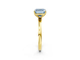 Yellow gold Fancy Blue Asscher Cut Diamond Solitaire Ring with Thin Band and Prong Setting_14
