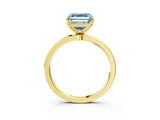 Yellow gold Fancy Blue Asscher Cut Diamond Solitaire Ring with Thin Band and Prong Setting_15