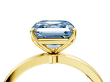Yellow gold Fancy Blue Asscher Cut Diamond Solitaire Ring with Thin Band and Prong Setting_16