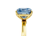 Yellow gold Fancy Blue Asscher Cut Diamond Solitaire Ring with Thin Band and Prong Setting_17