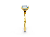 Yellow gold Fancy Blue Asscher Cut Diamond Solitaire Ring with Thin Band and Prong Setting_26