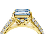 Yellow gold Fancy Blue Asscher Cut Diamond Solitaire Ring with Three-Row Pavé Band and Four-Prong Setting_21