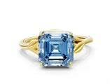 Yellow gold Fancy Blue Asscher Cut Diamond Solitaire Ring with Twist Band and Four-Prong Setting_63