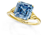 Yellow gold Fancy Blue Asscher Cut Diamond Solitaire Ring with Twist Band and Four-Prong Setting_64