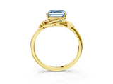 Yellow gold Fancy Blue Asscher Cut Diamond Solitaire Ring with Twist Band and Four-Prong Setting_66