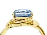 Yellow gold Fancy Blue Asscher Cut Diamond Solitaire Ring with Twist Band and Four-Prong Setting_67