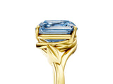Yellow gold Fancy Blue Asscher Cut Diamond Solitaire Ring with Twist Band and Four-Prong Setting_68