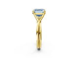 Yellow gold Fancy Blue Asscher Cut Diamond Solitaire Twist Band Prong Setting Ring_45