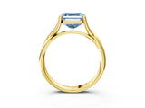 Yellow gold Fancy Blue Asscher Cut Diamond Solitaire Twist Band Prong Setting Ring_46