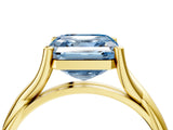 Yellow gold Fancy Blue Asscher Cut Diamond Solitaire Twist Band Prong Setting Ring_47