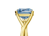 Yellow gold Fancy Blue Asscher Cut Diamond Solitaire Twist Band Prong Setting Ring_48