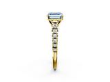 Yellow gold Fancy Blue Asscher  Cut Diamond Solitaire with Pave Band and Four-Prong Setting_19