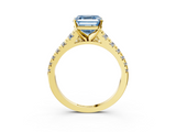 Yellow gold Fancy Blue Asscher  Cut Diamond Solitaire with Pave Band and Four-Prong Setting_20