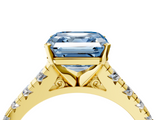 Yellow gold Fancy Blue Asscher  Cut Diamond Solitaire with Pave Band and Four-Prong Setting_21