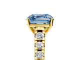Yellow gold Fancy Blue Asscher  Cut Diamond Solitaire with Pave Band and Four-Prong Setting_22
