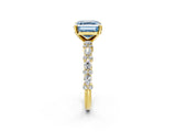 Yellow gold Fancy Blue Asscher Cut Diamond Solitaire with Side Stones, Pave Band, Four-Prong Setting_60