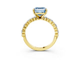 Yellow gold Fancy Blue Asscher Cut Diamond Solitaire with Side Stones, Pave Band, Four-Prong Setting_61