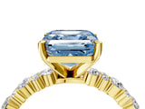 Yellow gold Fancy Blue Asscher Cut Diamond Solitaire with Side Stones, Pave Band, Four-Prong Setting_62