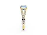Yellow gold Fancy Blue Asscher Cut Diamond Split Shank Pavé Engagement Ring with Four-Prong Setting_19