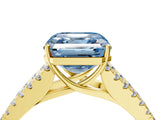 Yellow gold Fancy Blue Asscher Cut Diamond Split Shank Pavé Engagement Ring with Four-Prong Setting_21