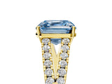 Yellow gold Fancy Blue Asscher Cut Diamond Split Shank Pavé Engagement Ring with Four-Prong Setting_22