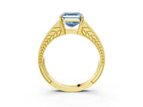 Yellow gold Fancy Blue Asscher Cut Diamond Split Shank Ring with Pavé Band and Four-Prong Setting_37