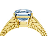 Yellow gold Fancy Blue Asscher Cut Diamond Split Shank Ring with Pavé Band and Four-Prong Setting_38
