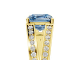 Yellow gold Fancy Blue Asscher Cut Diamond Split Shank Ring with Pavé Band and Four-Prong Setting_39